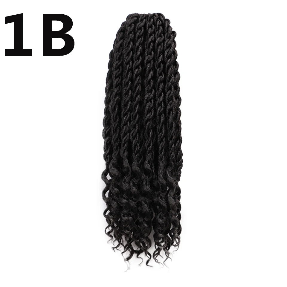 Faux locs CURLY, на крючках, косички, эффектом деграде(переход от темного к волосы в косичках, богемно, черный цвет, оптом, наращенные волосы на крючке, синтетические волосы для Для женщин и девочек - Цвет: # 1B