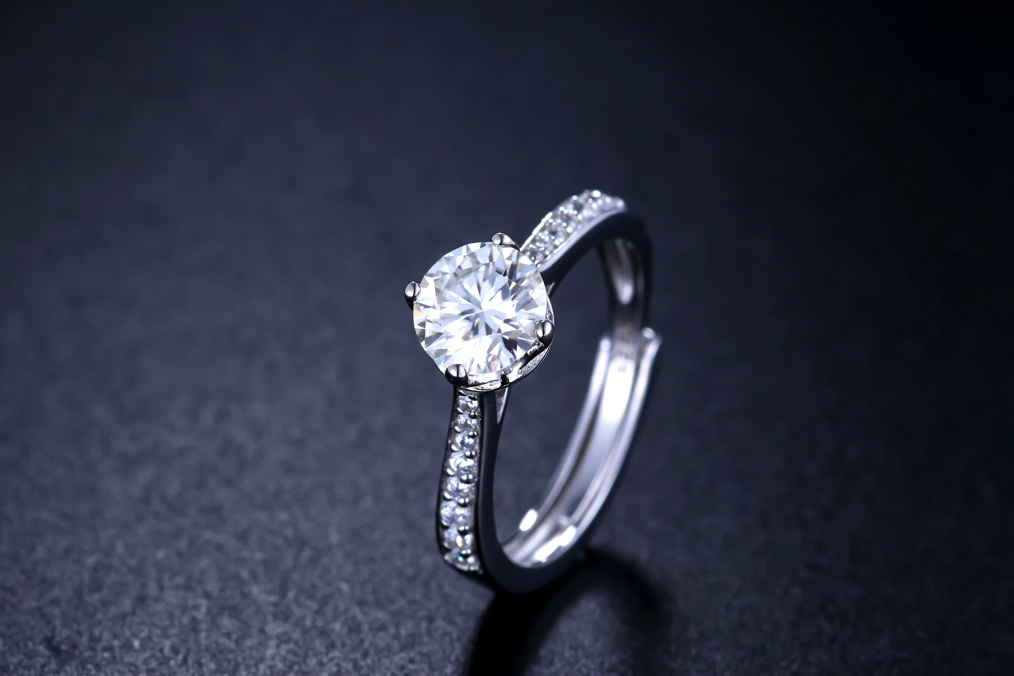 Круглое серебряное кольцо с муассанитом, 1ct D VVS, роскошное женское кольцо с муассанитом, регулируемое