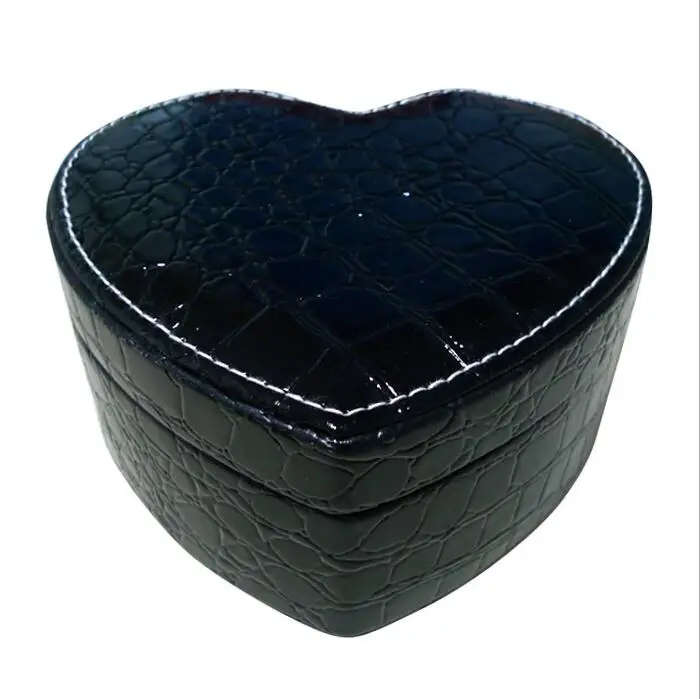 Black Новая портативная коробка, ювелирные изделия, дорожные подарки, модная зеркальная шкатулка для ювелирных изделий, в форме сердца, прочные кожаные сумки для переноски, 14*7 см, для хранения - Цвет: Black