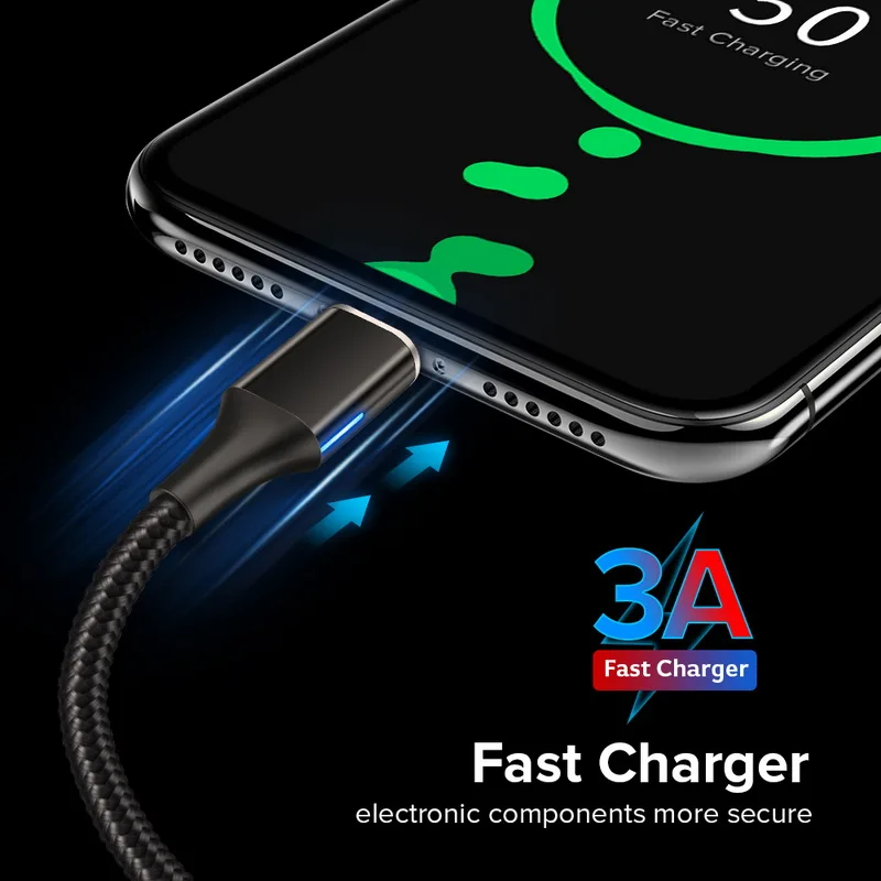 GETIHU 2 м 3 А магнитный кабель для быстрой зарядки 3,0 Micro USB для samsung iPhone XS type C зарядное устройство магнитный шнур для быстрой зарядки телефона