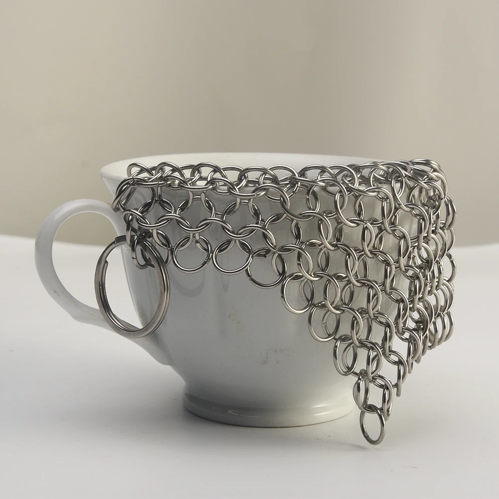 10x10 см очиститель посуда Сковорода матовое кольцо Chainmail чугунный скребок из нержавеющей стали кухонный инструмент