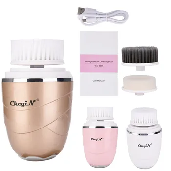 

3 In 1 waterproof USB Rechargeable Silicone Facial Cleansing Massage skin Care Electric Face Cleaning Brush Washing Machine