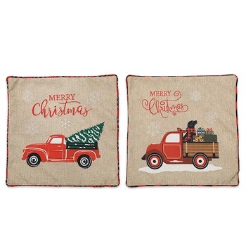 

2 Pcs Christmas Cushion Cover Decorative Pillows Cover for Sofa Seat Square Soft Throw Pillow Case Home Decor