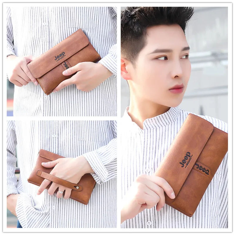 JEEP BULUO Men's Purse Clutch Bag Men Wallets Long Design Handbag New  Casual Wallet Split Leather Wallet For Man - AliExpress