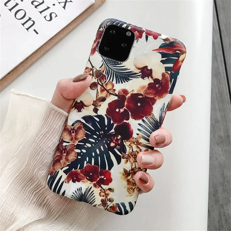8587 Moskado ретро Красочный цветок чехол для телефона для iphone 11 Pro Max XR XS Max X 6 6S 7 8 Plus листья цветочные матовый мягкий IMD задняя крышка - Цвет: 8587