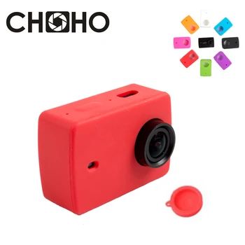 

Protective Case Soft Rubber Silicone silica ge + Lens Cap Protector Housing Frame For Xiaomi XYi YI 4K II Accessories
