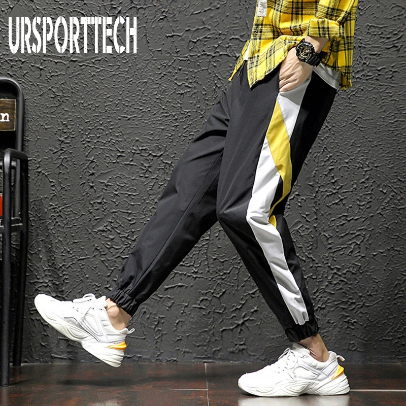 

Hip Hop Streetwear Men's Splice Joggers Pants Fashion Men Casual Cargo Pant Trousers High Street Elastic Waist Harem Pant Men