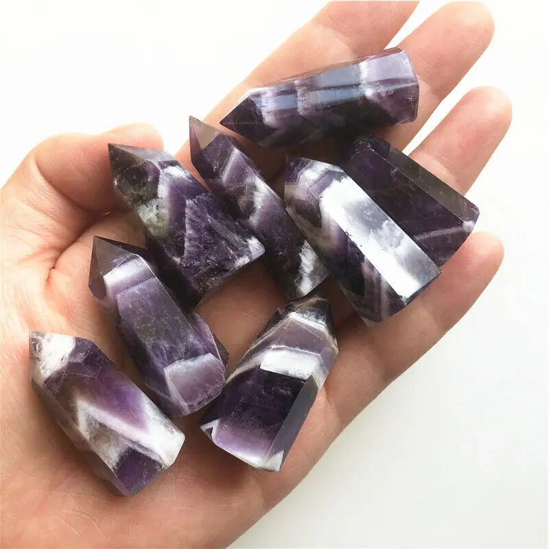 

30-50mm Natural Dream Amethyst Crystal Column Quartz Wand Point Obelisk Healing Decoration Natural Quartz Crystals