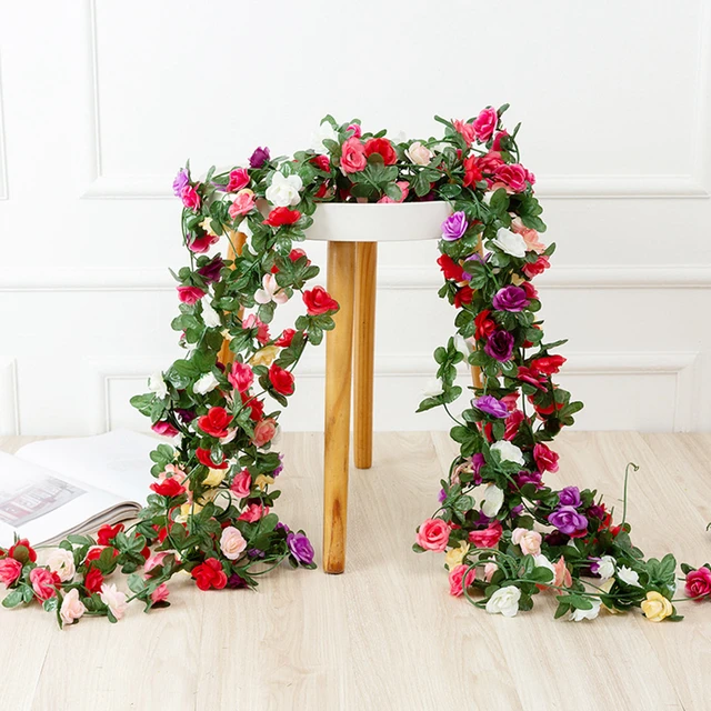 Roses artificielles de 250CM, pour mariage, décoration de salle de maison, arc de jardin de printemps et d'automne, fausses plantes de vigne de noël en rotin, DIY 2
