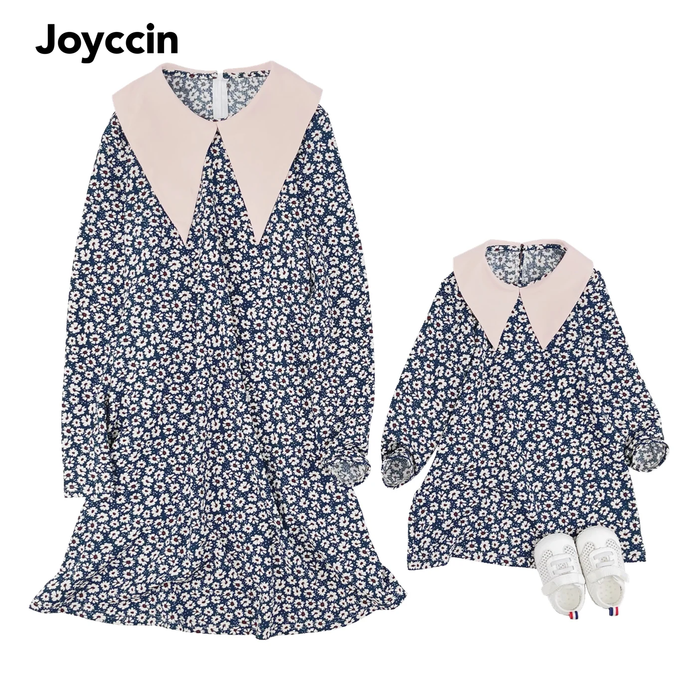 Joyccin Vintage Revers Kraag Prinsessenjurk Moeder Kids Sweet Dress Familie Bijpassende Outfits Daisy Print Lange Mouw Losse Jurk