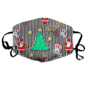 

Santa Clause Deer Tree Star Washable Reusable Mask, Cotton Anti Dust Half Face Mouth Mask For Kids Teens Men Women With