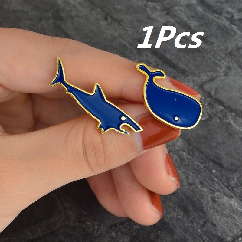 1pc Cute Design Brooch Pins Collar Lapel Pin Creative Enamel Whale Shark Personalized Badge Shirt Accessories Animal Trendy | Украшения и