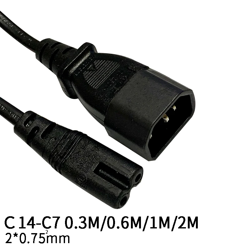 1 м 2*0 75 мм квадратный C14-C7 IEC C14 мужчина к C7 Женский шнура постоянного тока Мощность