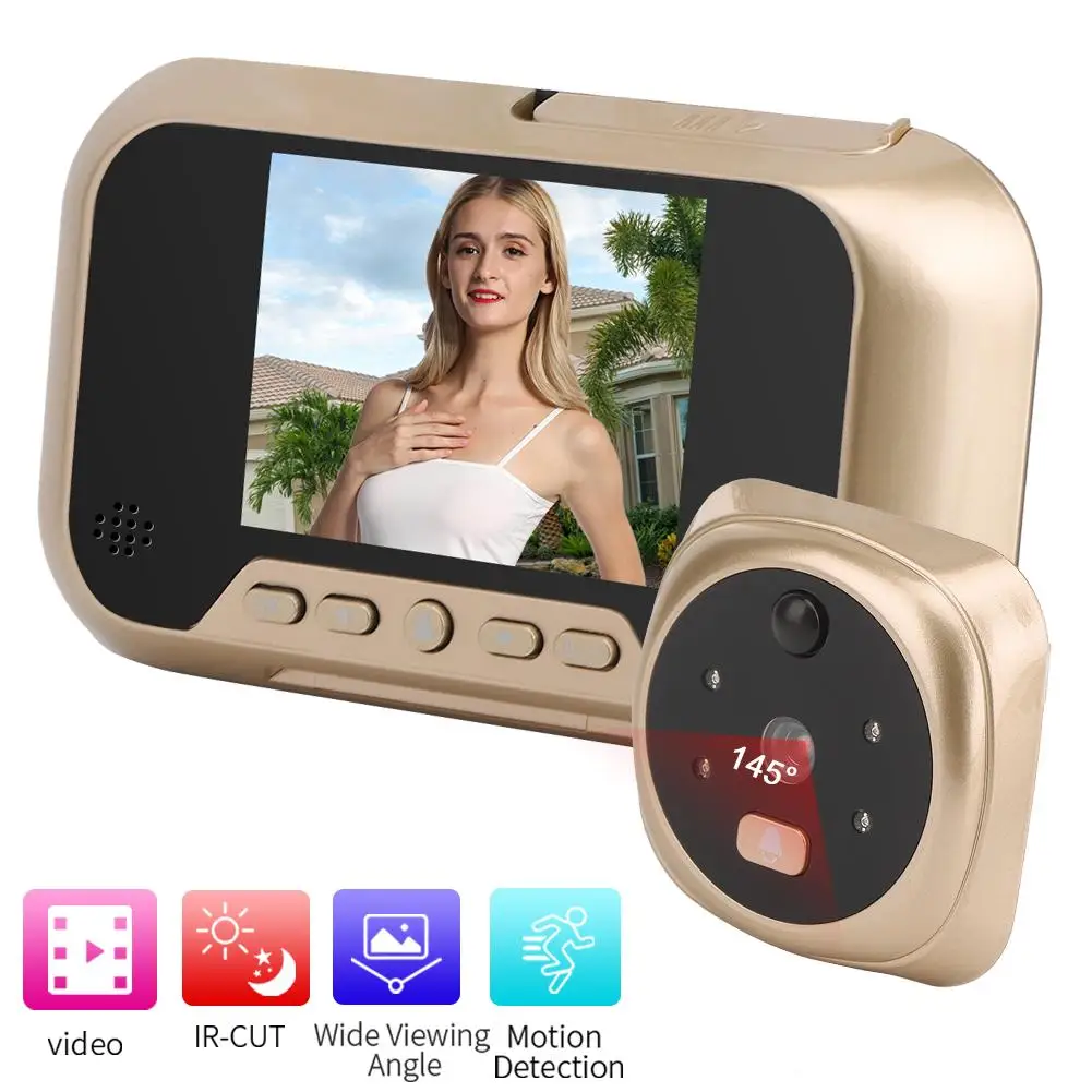 Timbre Digital de 3 pulgadas con pantalla LCD a Color, Vídeo fotográfico, 720P, Ojo de la puerta electrónico, mirilla, timbre de puerta para exteriores de 145 grados