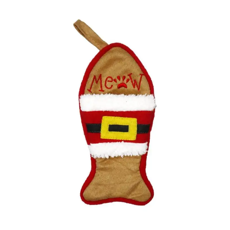 Рождественские носки для чулок, Подарочный мешок, держатель для столовых приборов, Рождественская елка, подвесной декор, Санта Клаус, конфета, Подарочный мешок, Рождественская елка - Цвет: Fish-Brown
