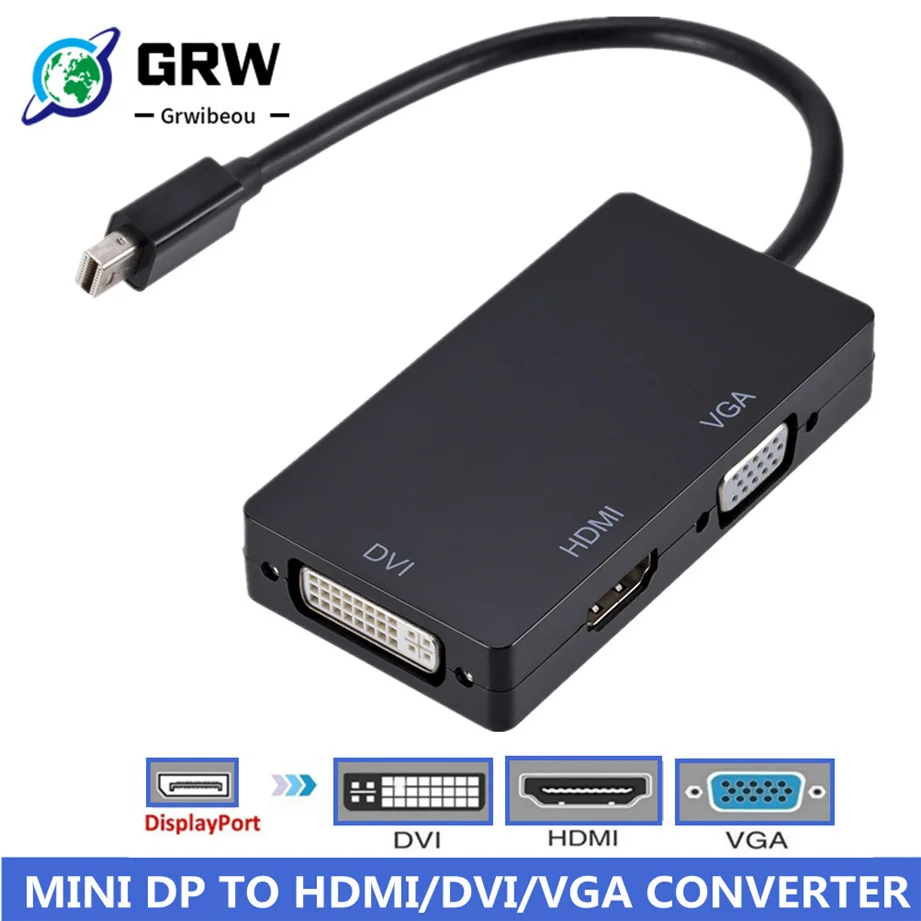 3 в 1 Кабель-адаптер displayport dp hdmi-совместимый с dvi vga 1080p Конвертер Коннектор для