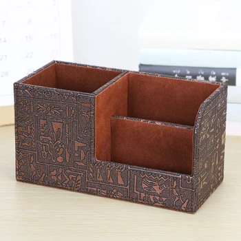 

Office Stationery Home Container Bedroom Supplies PU Leather Pots Large Storage Box Cosmetic Gift Holder Multifunction Case