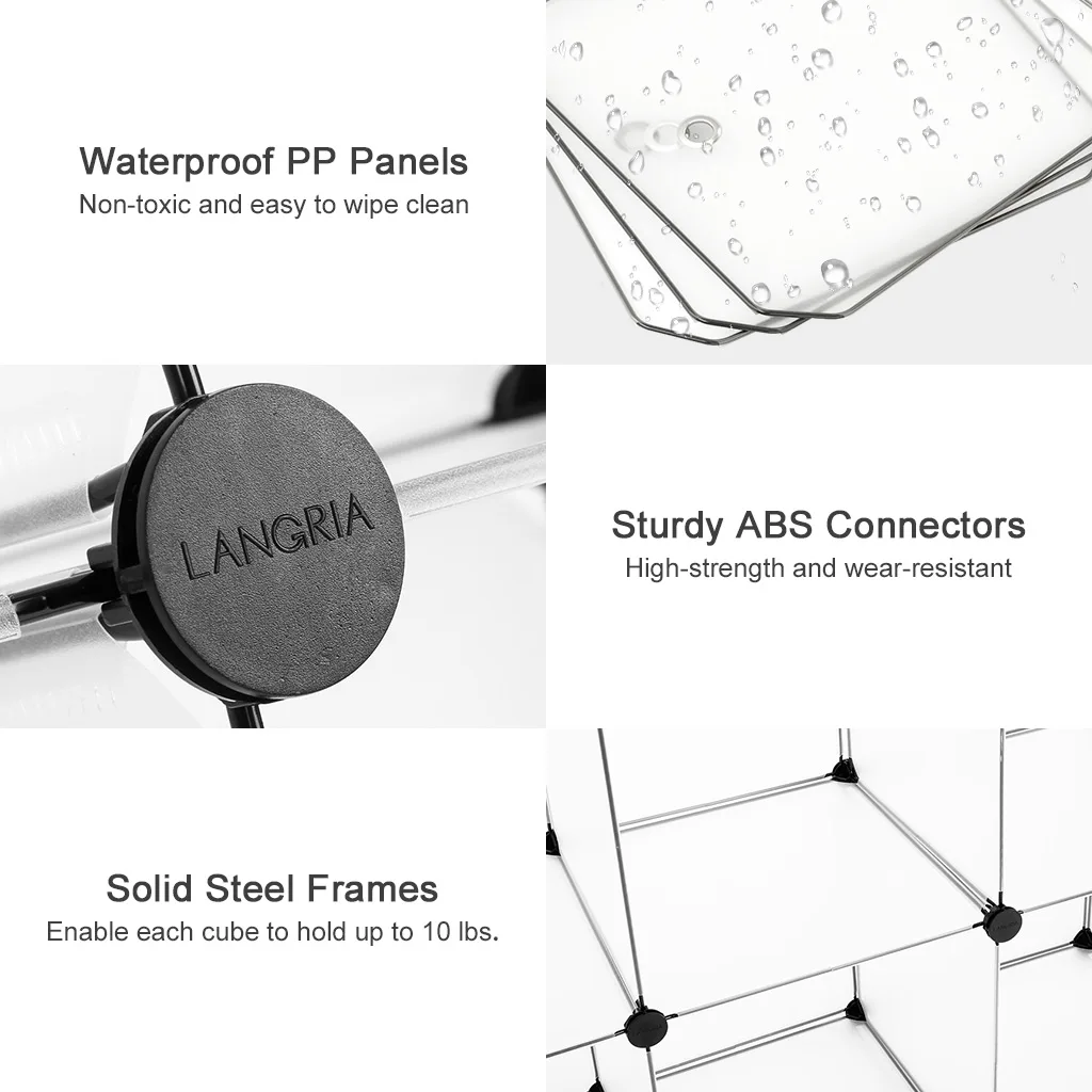 LANGRIA 20-куб блокируя модульный органайзер для хранения стеллажи Системы гардероб шкаф для одежды шкаф с дверцами, для домашней одежды;