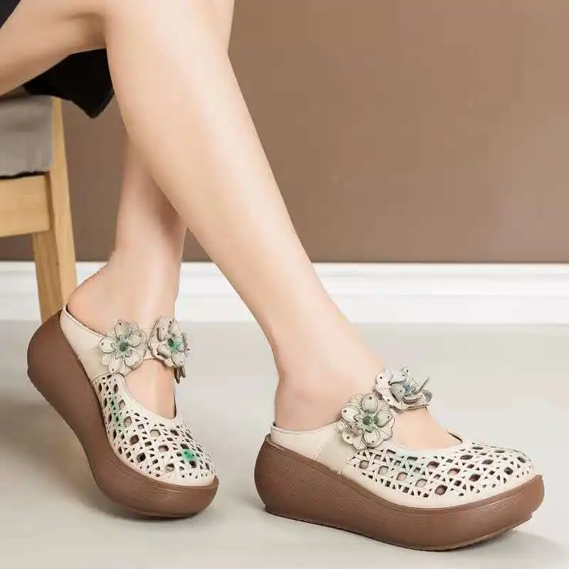 Women Platform Slippers 2021 Spring New Brand Ladies Mules Wedding Shoes Wedges Party Sandals Zapatos De Mujer Jelly Slides Cool