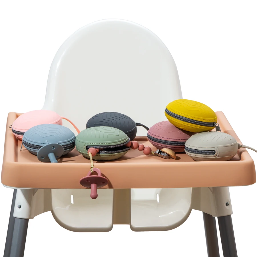 Silicone Storage Box Travel Bag Baby Pacifier Storage Box Travel Portable Wave Pattern Lipstick Bag Food-Grade Silicone