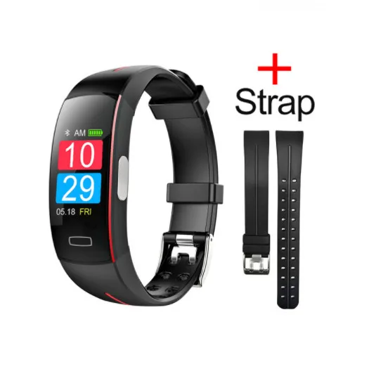 Black Red Strap LYKRY P3 Plus ECG PPG Smart Fitness Bracelet Pedometer Calories Heart Rate Blood Pressure Men Smart Watch Women Health Wristband - Цвет: Black Red Strap