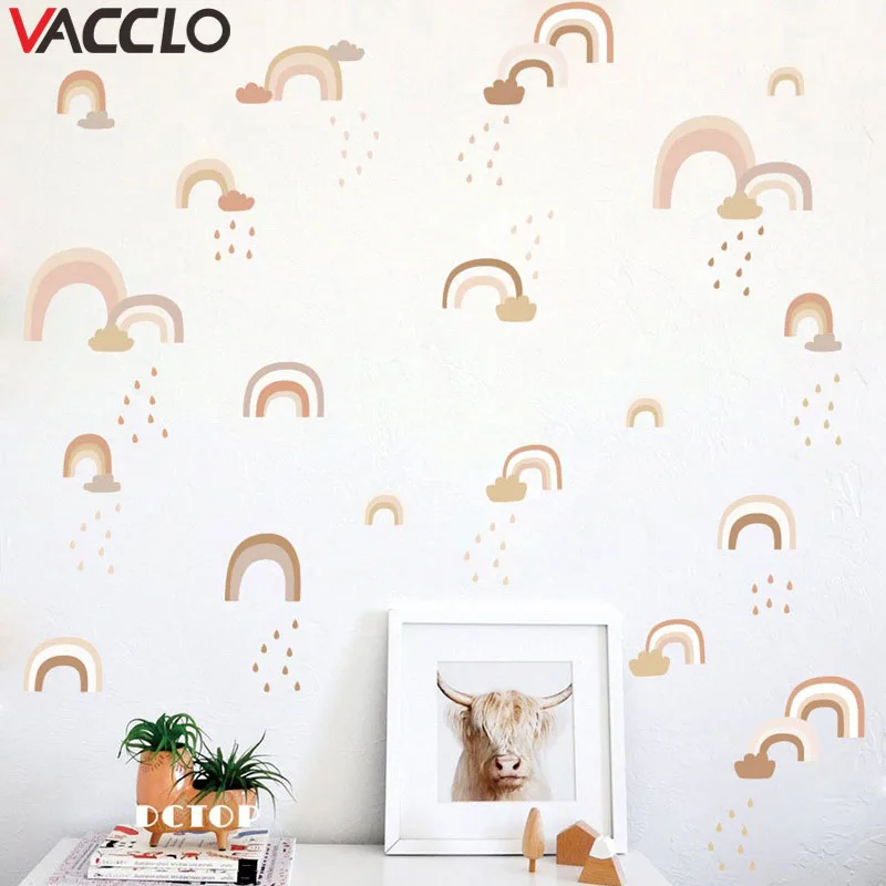 

Vacclo Watercolor DIY Rainbow Rain Wall Sticker Living Room Bedroom Children Room Background Wall Self-adhesive Paper Wallpaper