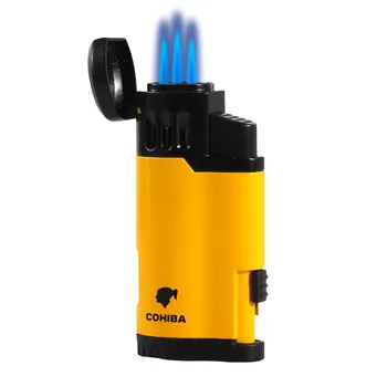 

COHIBA Cigar Lighter Windproof 3 Jet Flame Lighter Butane Refillable Cigarette Gas Lighters Smoking Tool Accessories