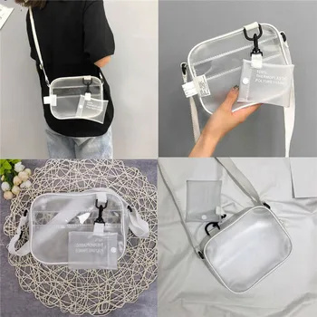 

2019 Women Clear PVC Tote Bag Shoulder Handbag Transparent Beach Clutch Purse Gift Jelly Chain Bag Tote Crossbody Shoulder Bags