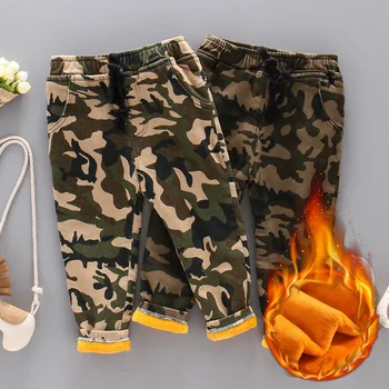 

Girls Boys Pants Children Winter Thick Warm Camouflage Trousers Girls Leggings Warm Elastic Waist Cotton Leggings for Gir