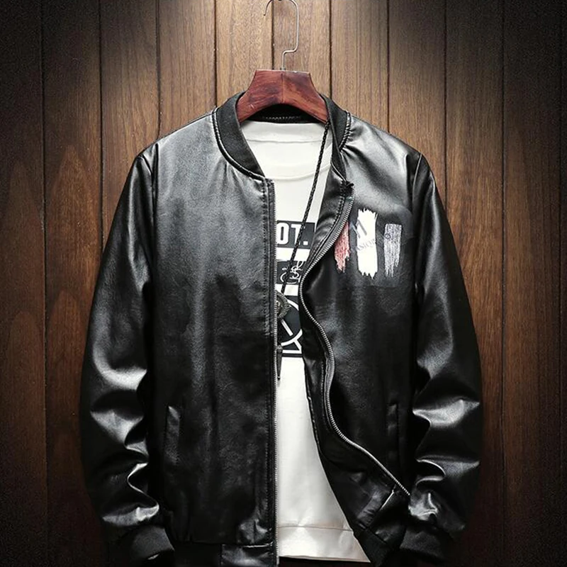 Autumn Winter Casual Zipper PU Leather Jacket Motorcycle Leather Jacket Men Slim Fit Mens Jackets And Coats