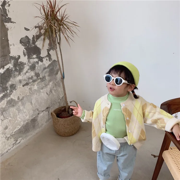Yellow New Children's Christmas Clothes Baby Girl Cute Cardigan Sweater Toddler Long Sleeve Knitting Coats Boys Cardigan Jackets - Color: Yellow