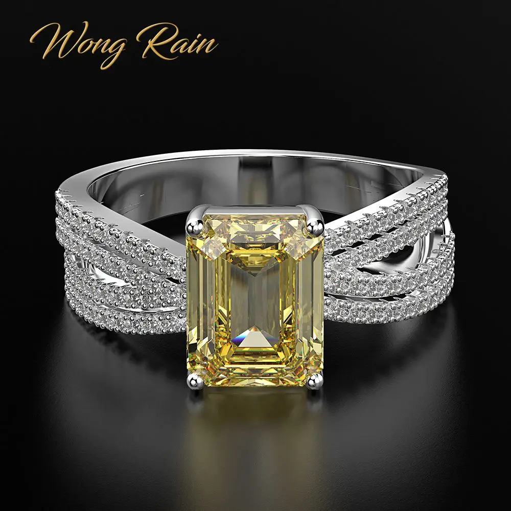 Wong Rain, высокое качество, роскошное, 925 пробы, серебряное цитриновое, бриллианты, драгоценный камень, обручальное кольцо, хорошее ювелирное изделие