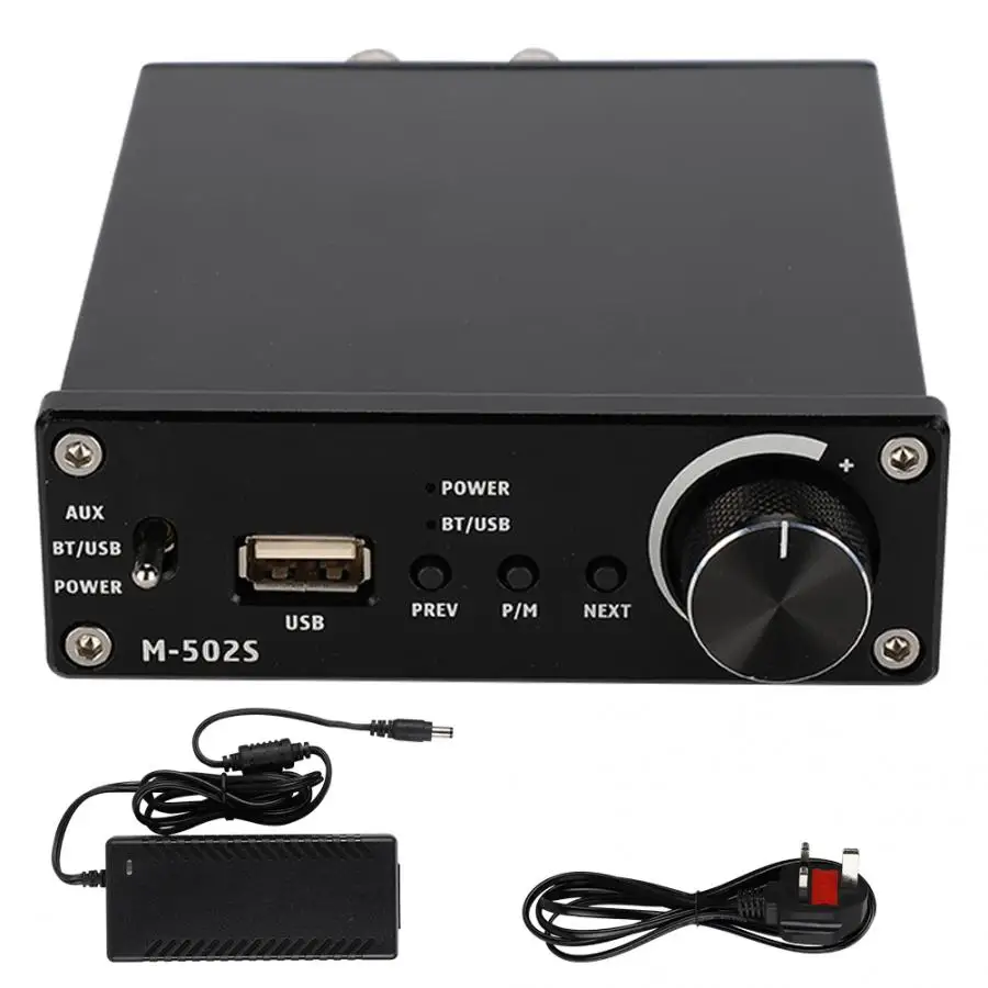 M-502S домашний аудио стерео USB драйвер Bluetooth 5,0 цифровой Hi-Fi Мощность усилитель позолоченный RCA 50 Вт 2 канальный усилитель мощности(110-240 V - Цвет: UK Plug B
