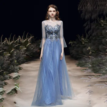 

Lace Patchwork Mesh Lady Cheongsam Prom Dress Elegant Full Length Evening Party Gown Qipao Exquisite Embroidery Robe De Soiree