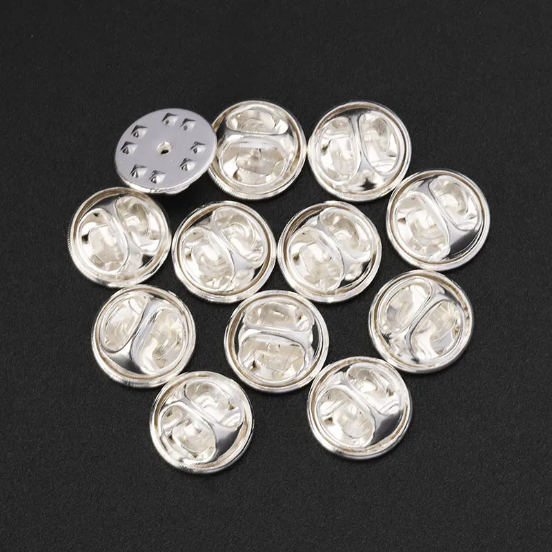 Silver base 50Sets/lot Gold Rhodium Copper Nail Tie Tack Lapel Pin Back Clutch Scatter Butterfly Clasp Squeeze Badge Holder DIY Jewelry - Цвет: Silver base