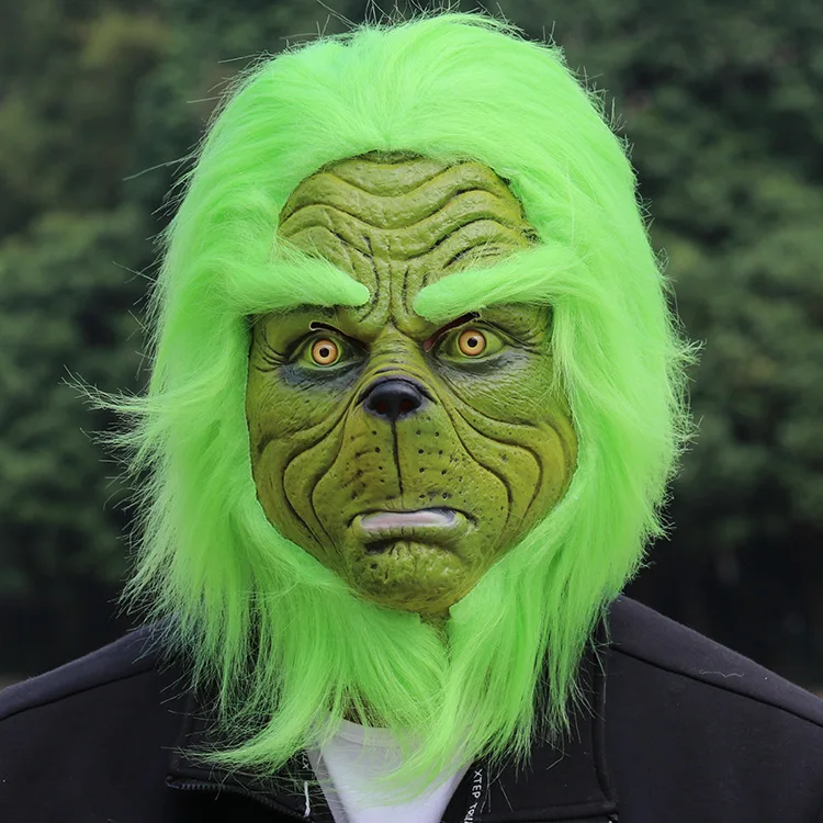 Movie Green Monster Grinch Christmas Geek Full Face Latex Mask Gloves Halloween Party Funny Cosplay Gift for Kids Boys | Тематическая
