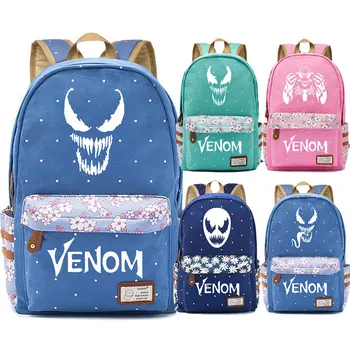 

Comics Superhero Spider Venom Flowers Dot Boy Girl School bag Women Bagpack Teenagers Canvas Lady Femme Backpack
