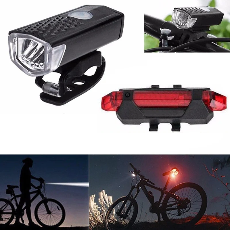 Перезаряжаемый велосипедный фонарь, передний светильник, задний фонарь, светодиодный фонарь, набор USB, высокое качество, яркость, энергосберегающий светодиодный
