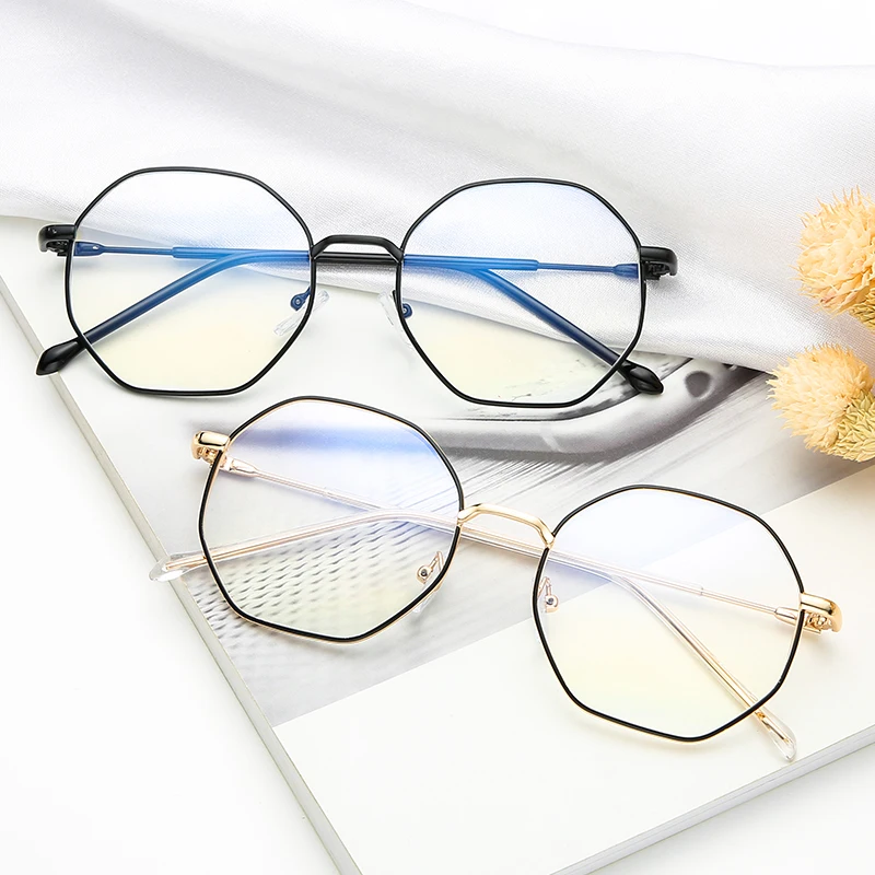 

Polygon Anti Blue Light Sunglasses Women Hexagon Small Metal Frame Round Eyewear Classic Blocking Gaming Blue Ray Clear Glasses