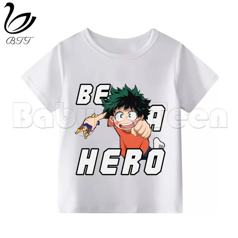 WhiteE Белая футболка с надписью «My Hero Academy Boku No Hero Academy» для маленьких девочек летние повседневные футболки для мальчиков детские модные топы, футболки для девочек - Цвет: WhiteE