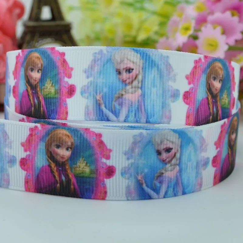 7/" 22 мм Elsa Sisters напечатанная корсажная лента, бант для волос DIY материалы для одежды ручной работы 50 ярдов OEM