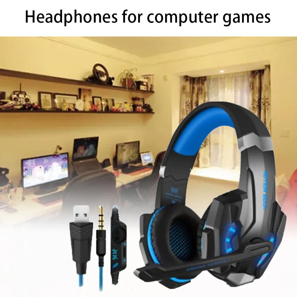 Gaming Headset 3.5mm Game Headphone Earphone with Microphone LED Light for Laptop Tablet Mobile Phones