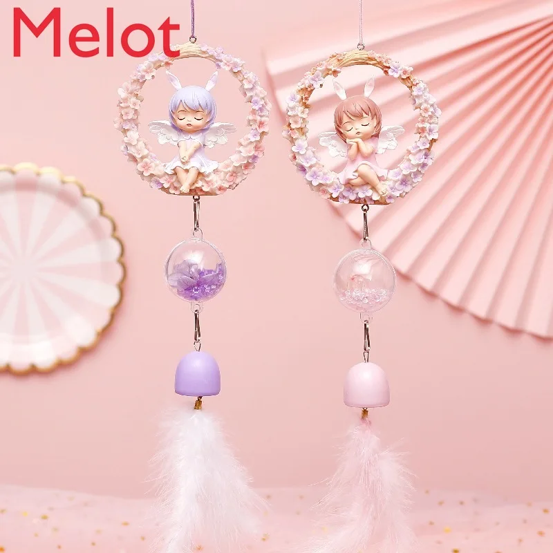 

European-Style Simple Pink Decorative Wind Chimes Girl Heart Wind Chimes Garland Pendant Hanging Decoration Birthday Gift