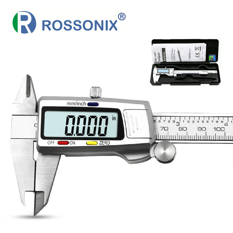 

Rossonix Digital Caliper Stainless Steel Electronic Digital Vernier Calipers 6inch 150mm Metal Micrometer Measuring tool штанген
