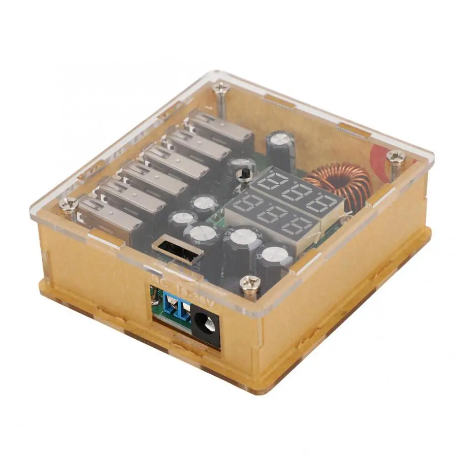 DC-DC 6 usb-преобразователь мощности Регулятор модуль 10В-30В Вход 5,3 V/8A Выход чехол для Мощность банка