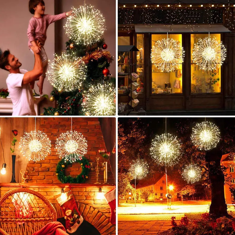 Christmas Firework String Light Battery Power LED String Copper Wire Fairy Lights Xmas Party Decor Twinkle Lamp