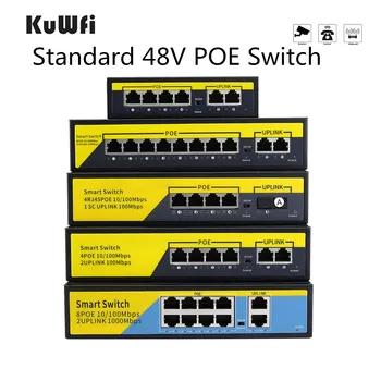 

48V POE Network Switch 10/100/1000Mbps Ethernet Switch 4Port/8Ports Network Switching Hub IEEE 802.3 AF/AT Switch for IP Camera