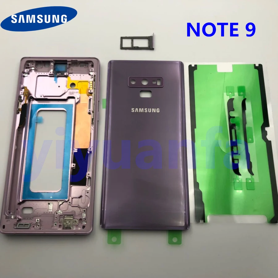 Полный корпус задняя крышка+ передняя стеклянная линза экрана+ средняя рамка для samsung Galaxy Note 9 N960 N960F N960FD полные части