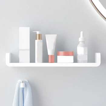 

White Home Storage Holder Waterproof Cosmetic Shelves Wall Hanging Bathroom Shower Shelf Caddy Shower Rack Kitchen Spice Racks