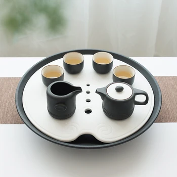 

LUWU chinese ceramic tea tray round chinese tea table accessories